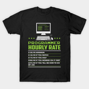 Hourly Rate   Funny Coder Programmer T Shirt