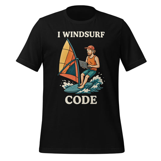 Image of the I WINDSURF CODE T Shirt unisex Black 
