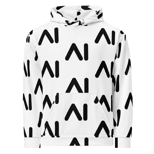 Image of the White AI Logo Hoodie unisex M